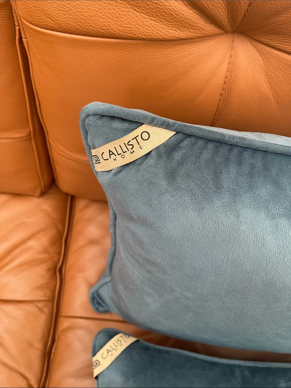 Callisto Home Blue Velvet Lumbar Accent Pillows - Set of 2